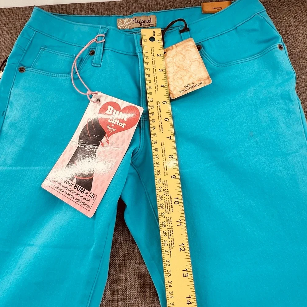 NEW! Hybrid & Company Skinny‎ Jeans Bum Lifter Turquoise 9 Cotton Blend Stretch - Picture 9 of 14